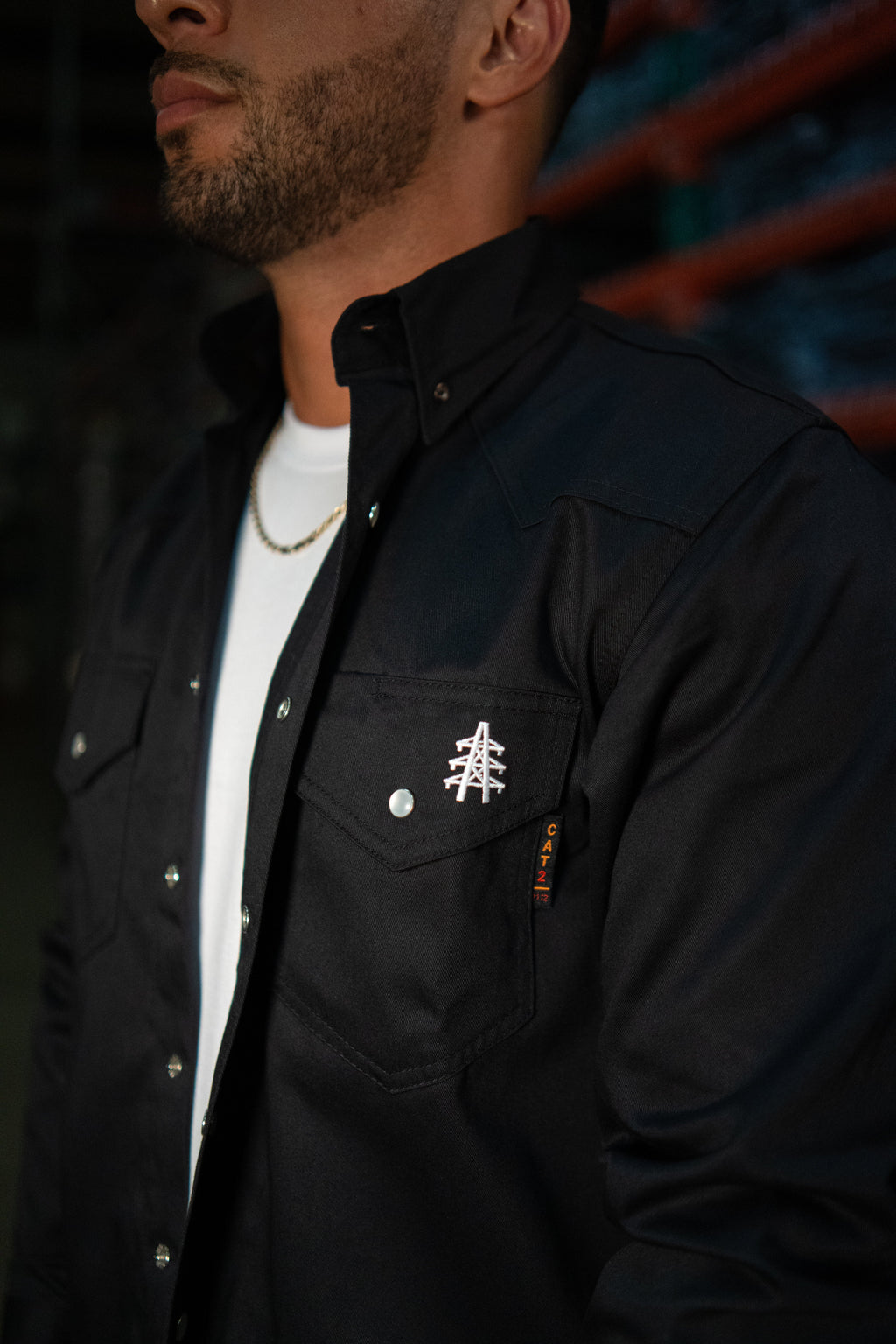 FR Western Style Pearl Snap - Black