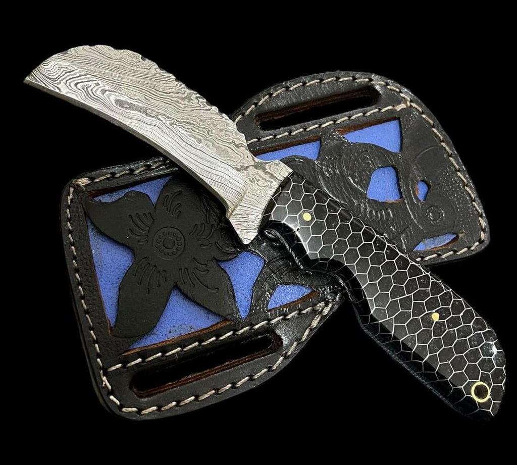 Damascus hawkbill knife #011